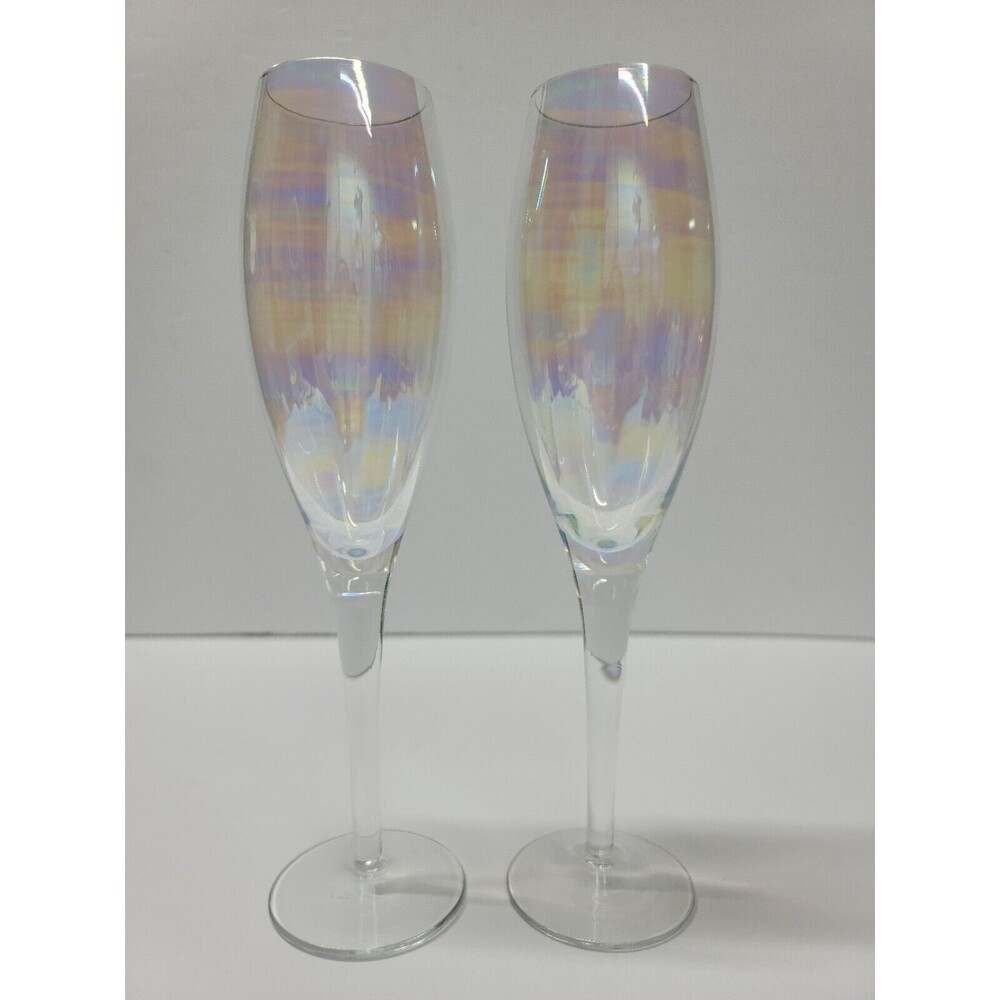 Vintage Fluted Champagne Iris Lustre (Non Optic) by TOSCANY - Set of 2 - 9 1/4"